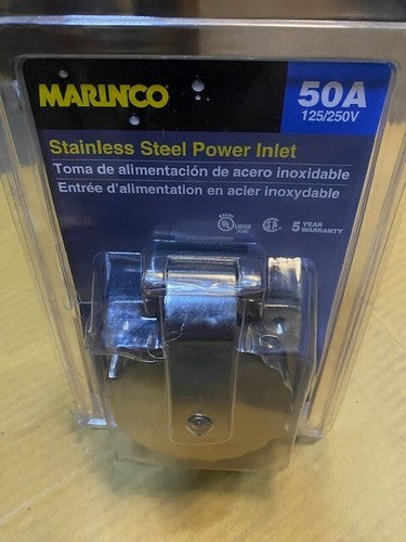 Marinco 6373EL 50Amp 125/250V Stainless Steel Inlet w/o Rear Safety Enclosure