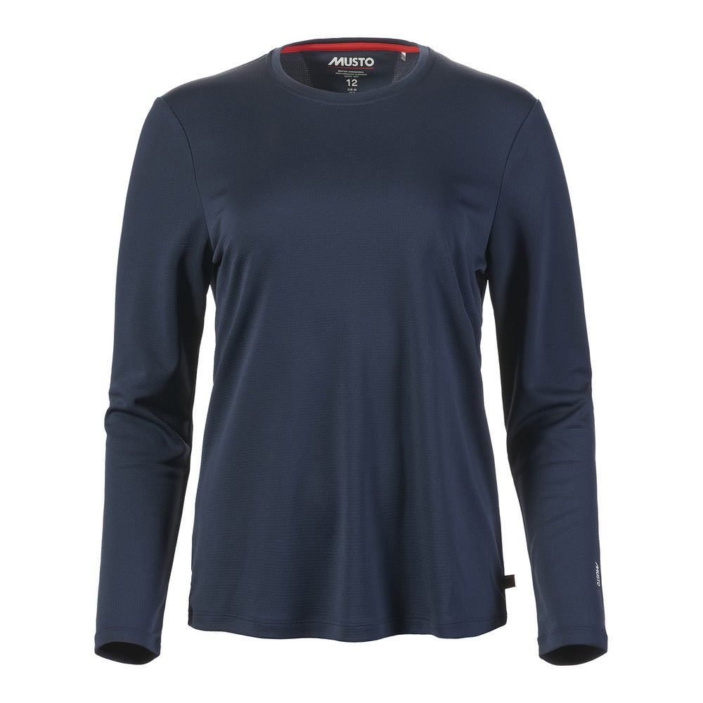 Musto Women's Evolution Crew Sunblock Long Sleeve Tee - Navy