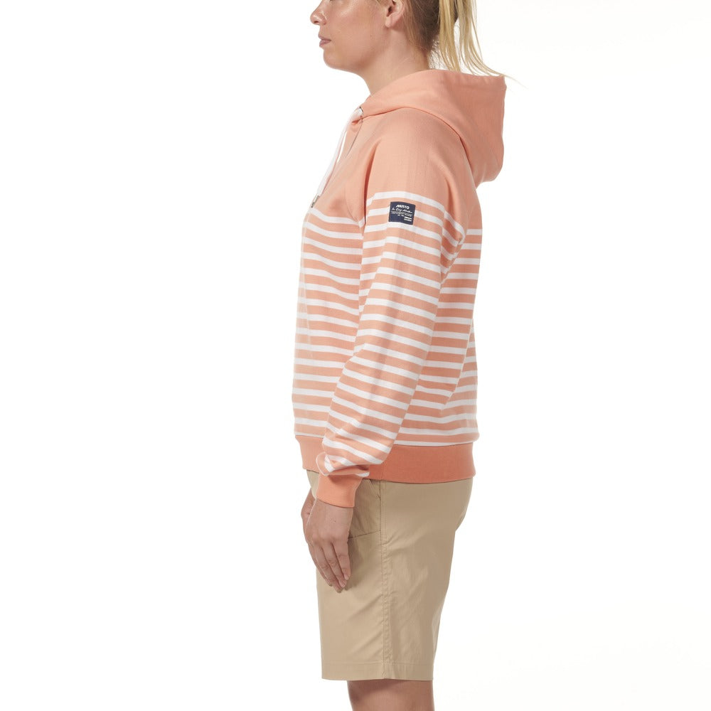 Musto Women's Marina Stripe Hoodie - Canyon Sunset / White
