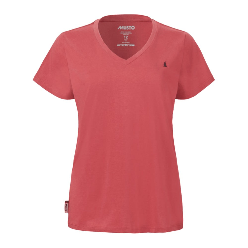 Musto Women's Original V Neck Short Sleeve Tee - Sweet Raspberry