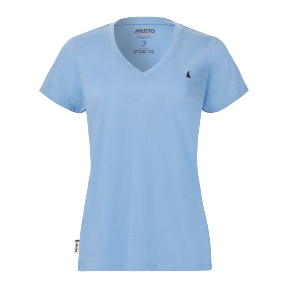 Musto Women's Original V Neck Short Sleeve Tee - Sweet Pea Blue