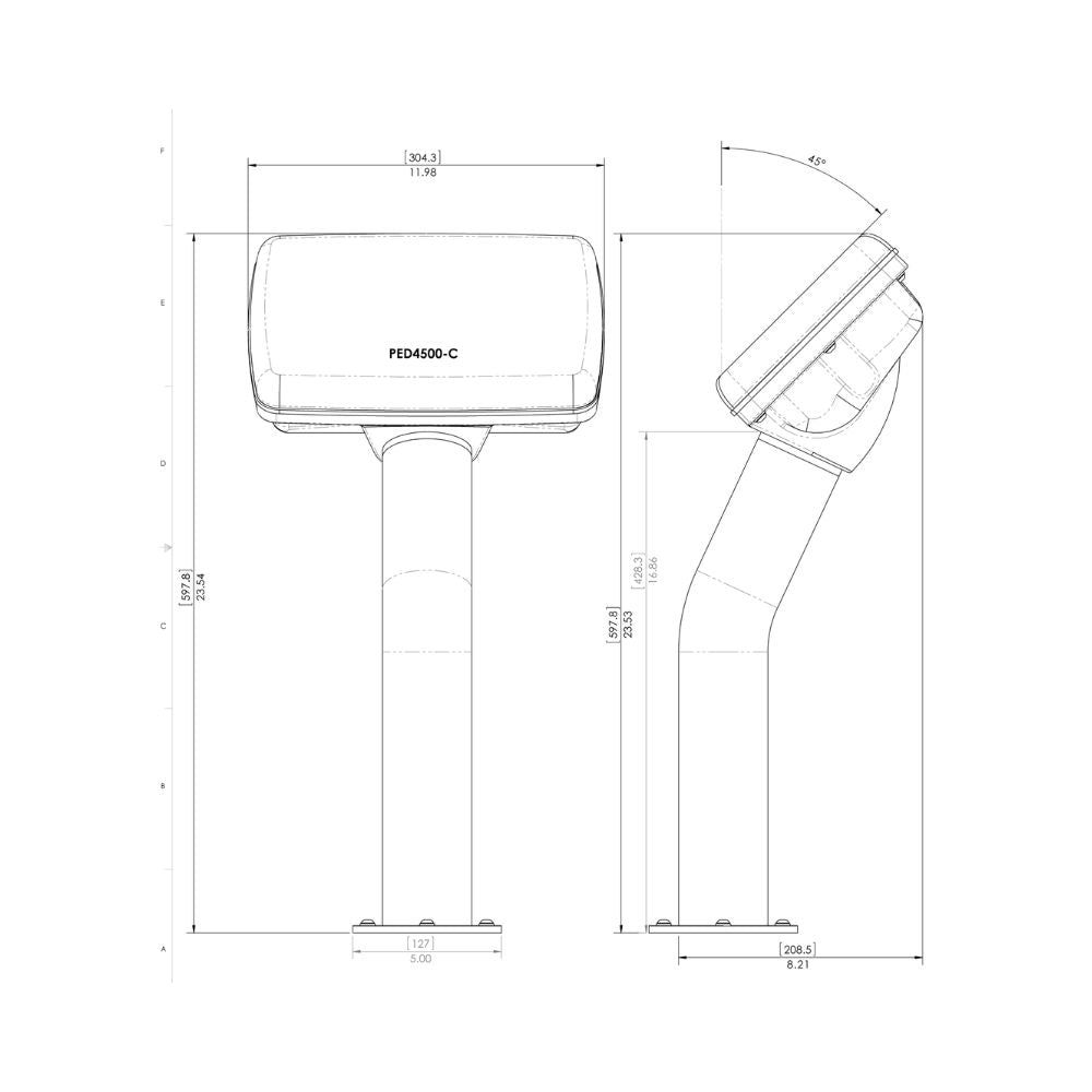 Navpod PedestalPod 45° Pre-Cut for Lowrance HOOK2 7x Fishfinder and GPS Plotter (Carbon Series)_Additional1