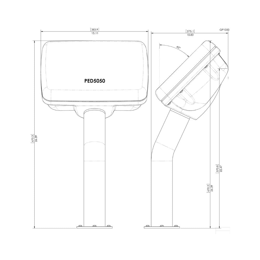 Navpod PedestalPod 45° Pre-Cut for Lowrance Elite-12 Ti / Ti2 (Carbon Series)_Additional1