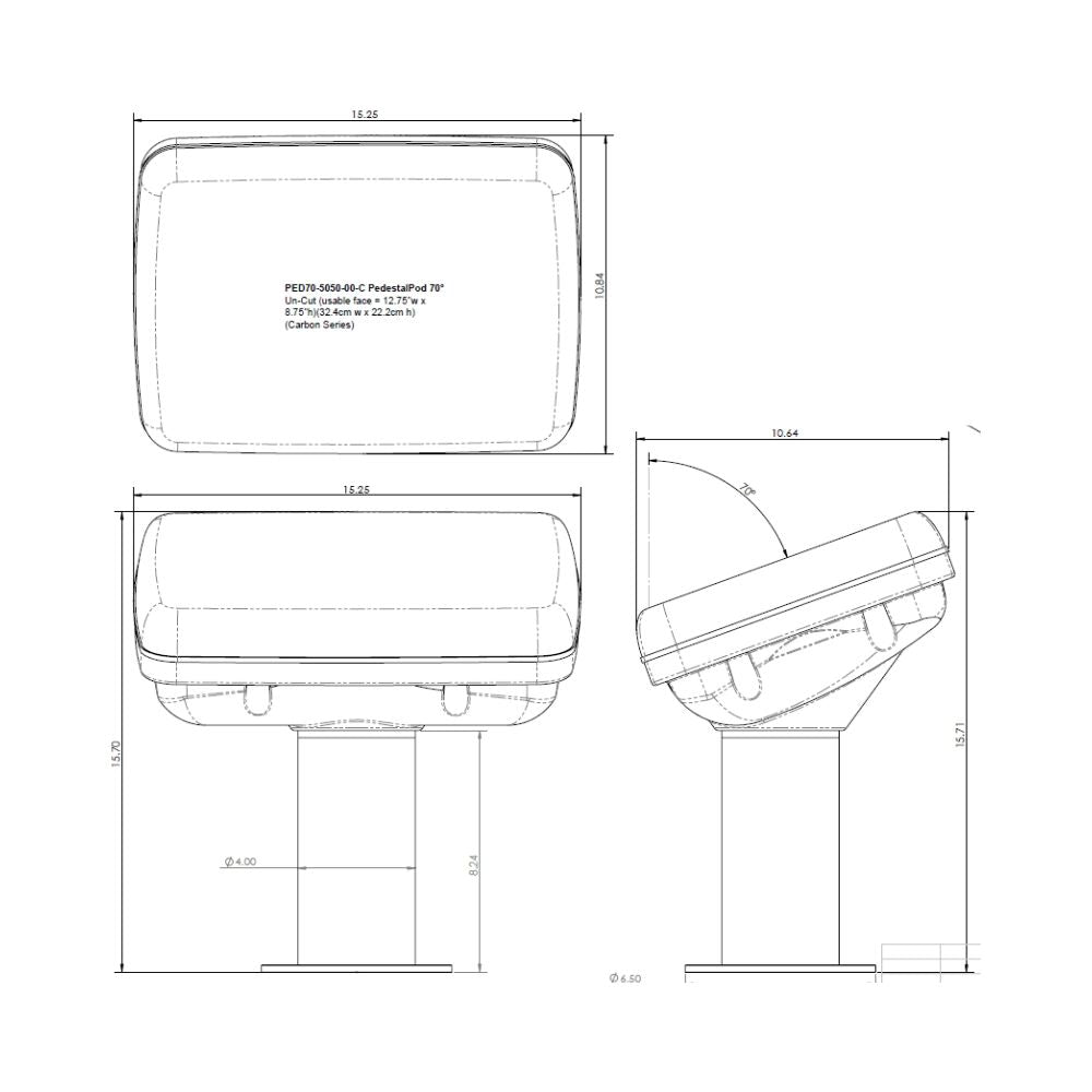 Navpod PedestalPod 70° Pre-Cut for Garmin GPSMAP 8412xsv / 8612xsv (Carbon Series)_Additional1