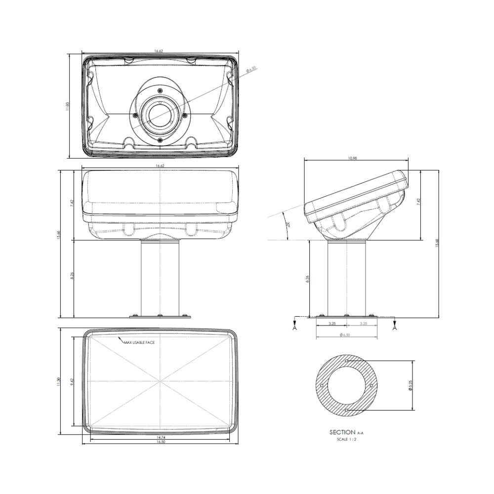 Navpod PedestalPod 70° Pre-Cut for Humminbird HELIX 12 (Carbon Series)_Additional1