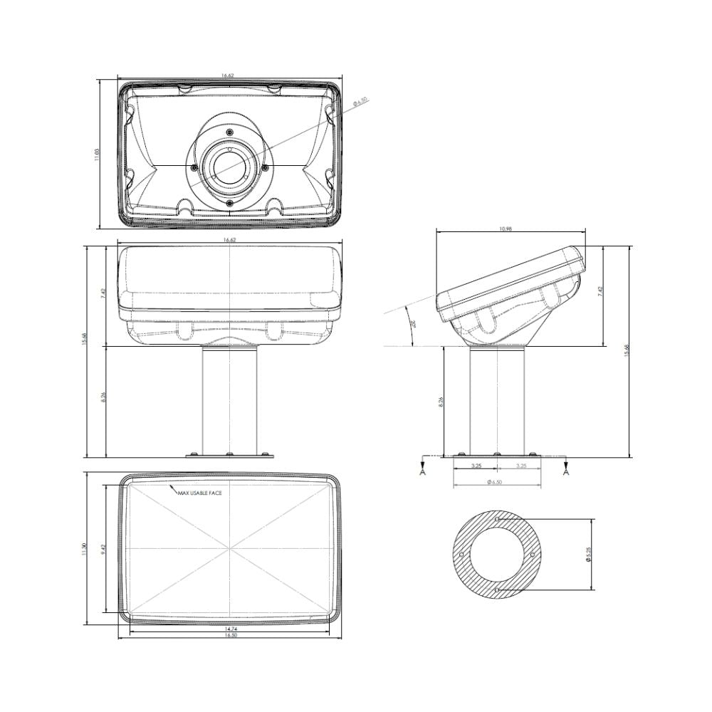 Navpod PedestalPod 70° Pre-Cut for Garmin 7412 / 7412xsv / 7612 / 7612xsv (Carbon Series)_Additional1