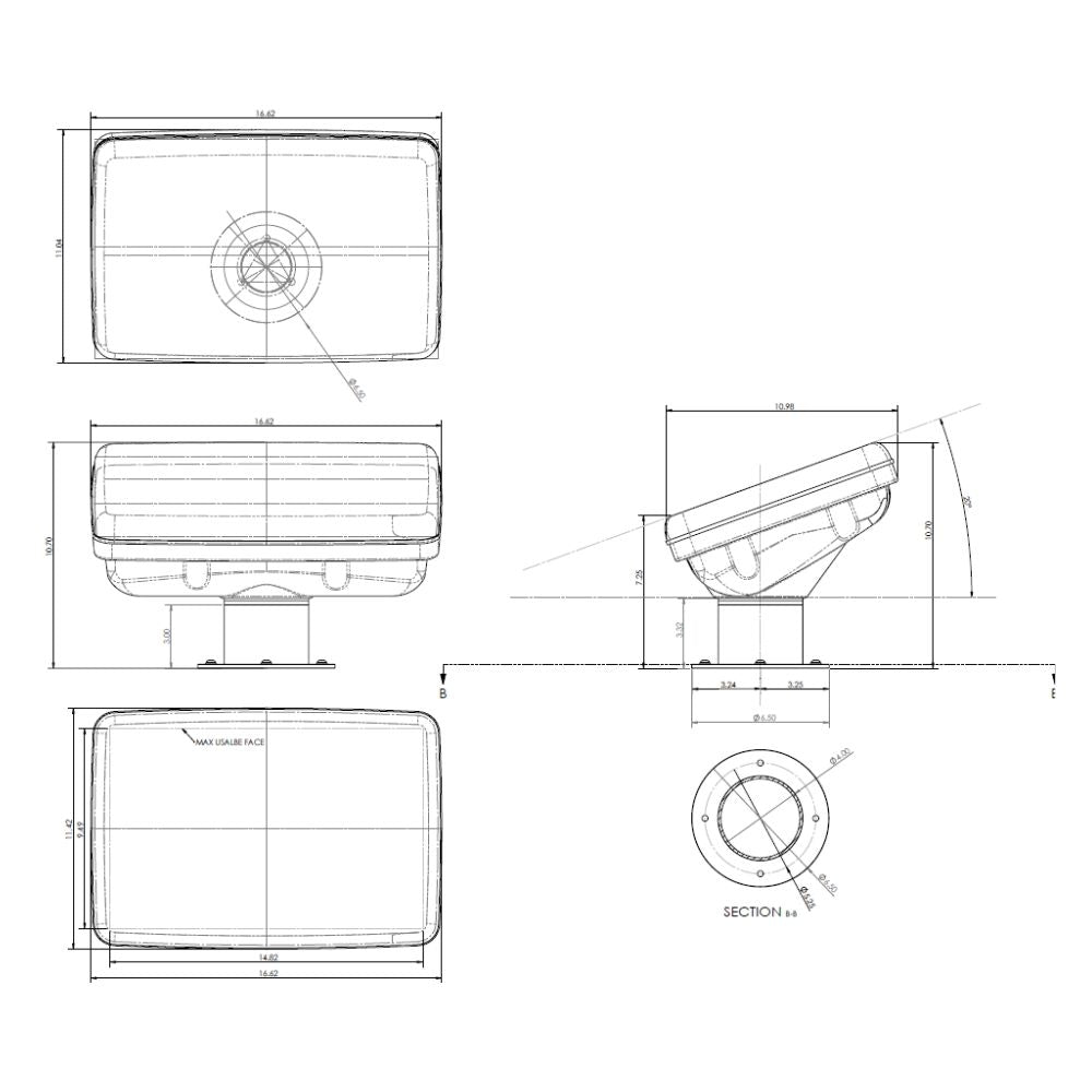 Navpod PedestalPod 70° Pre-Cut for Humminbird HELIX 12 w/ 3" Tall Base (Carbon Series)_Additional1