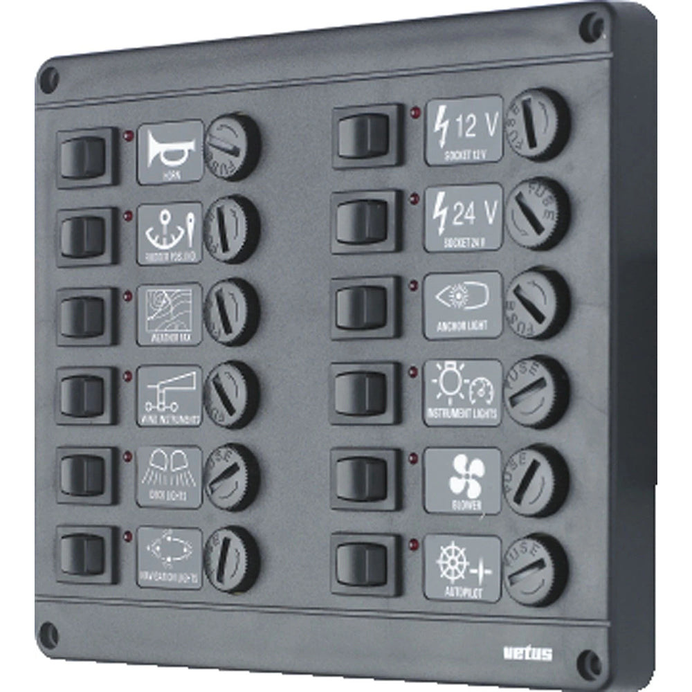 Vetus Switch panel type P12 with 12 fuses, 24V