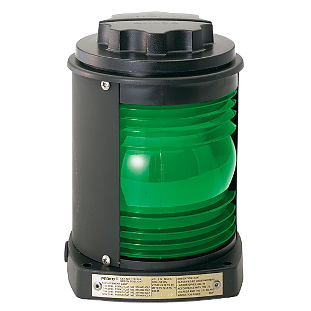 Perko Side Lights - Base Mount 112.5° 2nm Green (Black Housing)