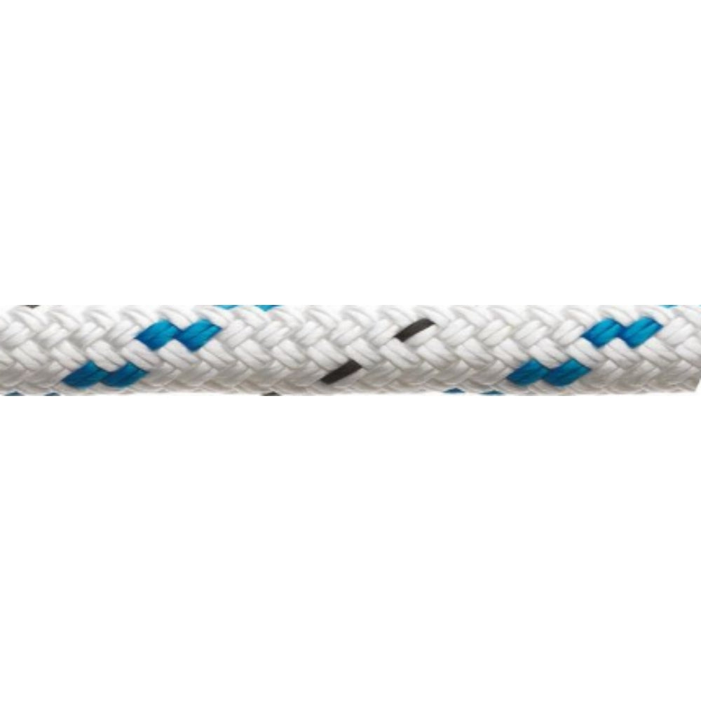 Robline Orion 300 Rope - 10 mm (3/8 in) Polyester Double Braid Cruising Line (White / Blue) - Spool: 60 ft.