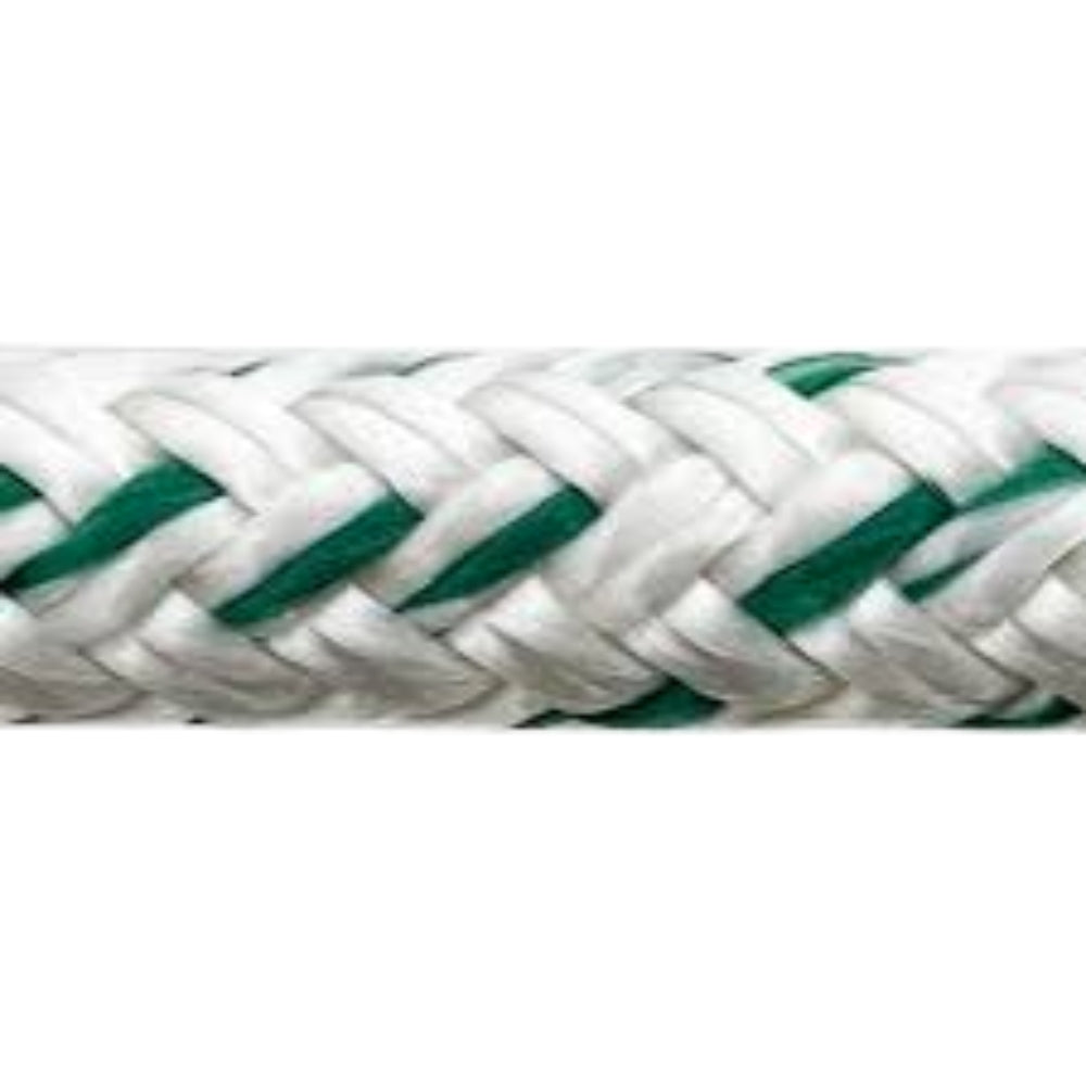 Samson Control DPX Rope - 6 mm (1/4 in) HMPE Polyester Blend Dinghy Line (White / Green) - Spool: 165 ft.