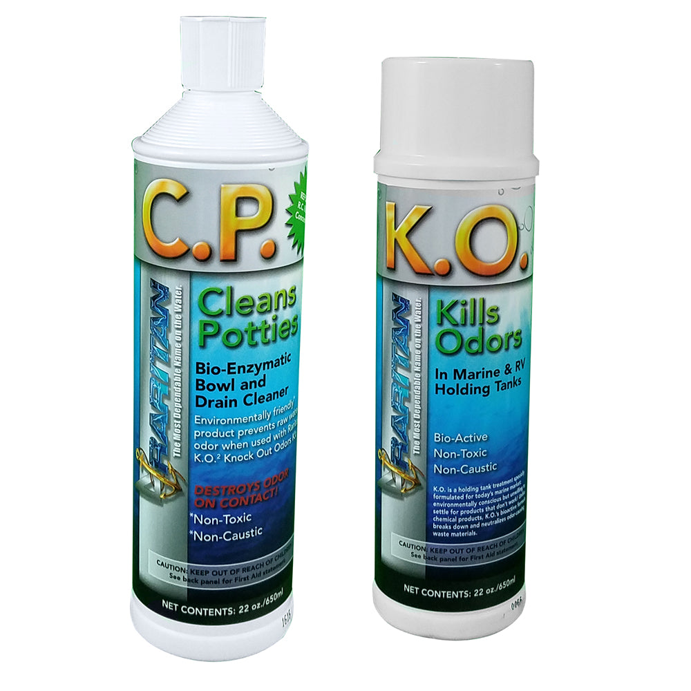 Raritan Potty Pack w/K.O. Kills Odors & C.P. Cleans Potties - 1 of Each - 22oz Bottles