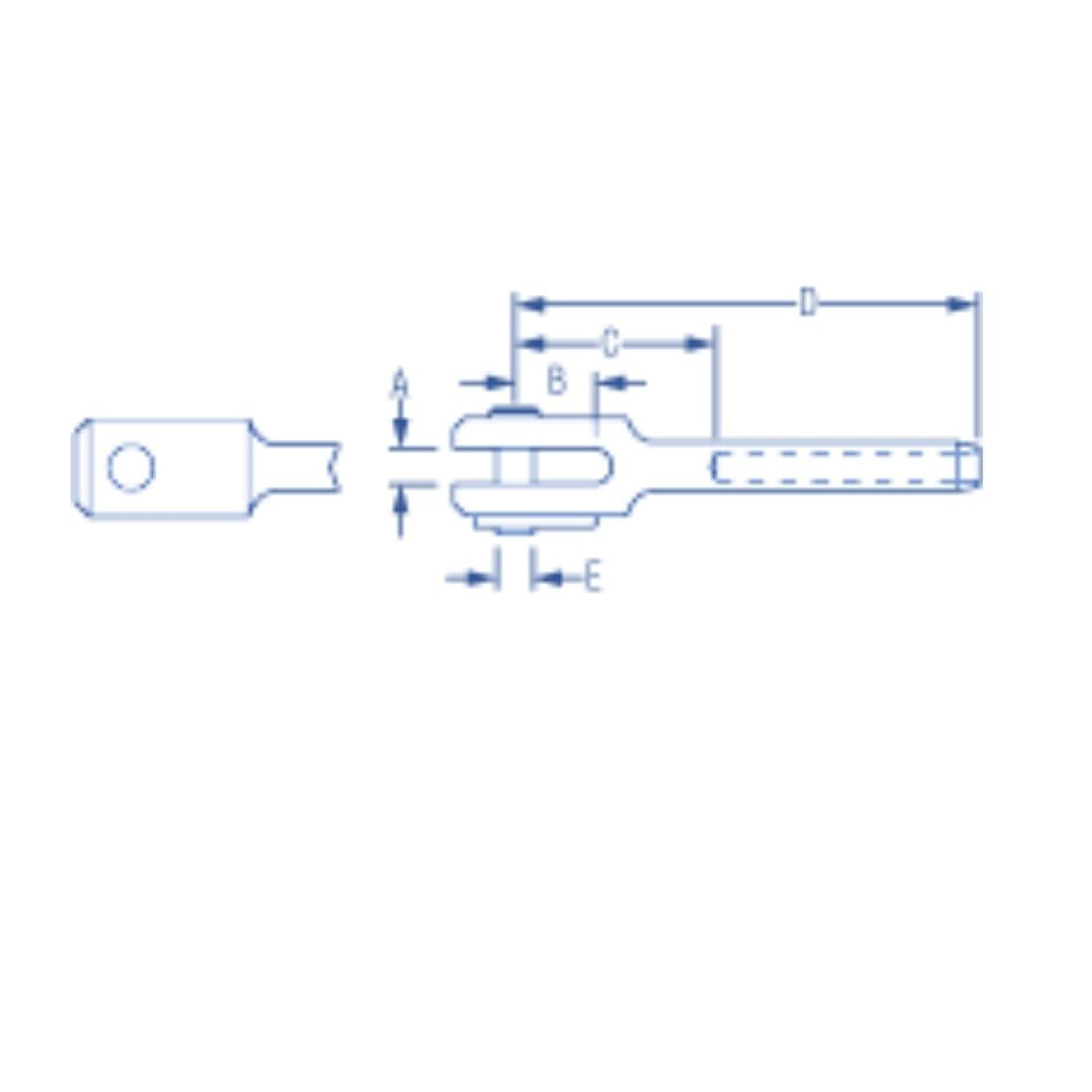 Ronstan Swage Fork, 3/16 Wire, 9.5mm (3/8) Pin_Additional1