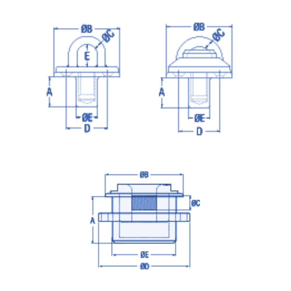 Ronstan Pad Eye, Removable, 4 Mounting Holes, 9mm (11/32 in.) Bar_Additional1