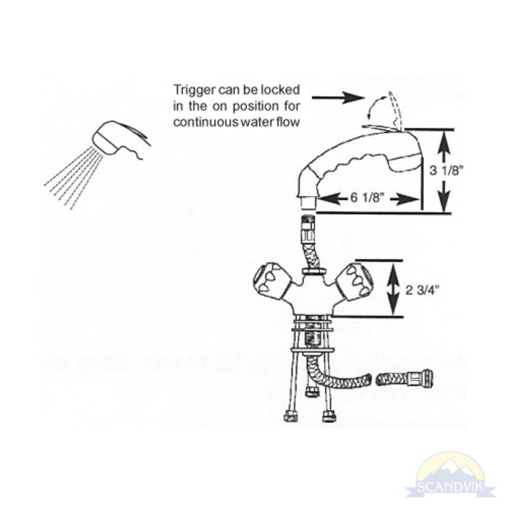 Scandvik Faucets - Combo Fixtures Standard Euro Handle - Chrome Handle 5' Chrome Flex Hose_Additional1