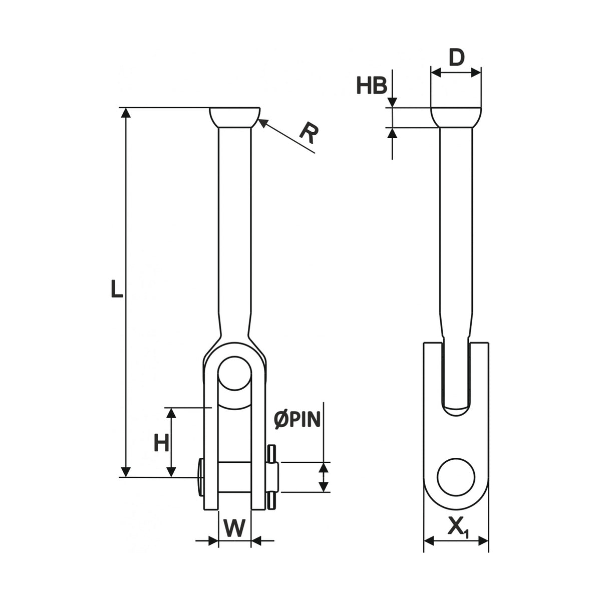 Selden Stemball/eye Toggle with Jaw/jaw Toggle, for ø5 mm Headstays
