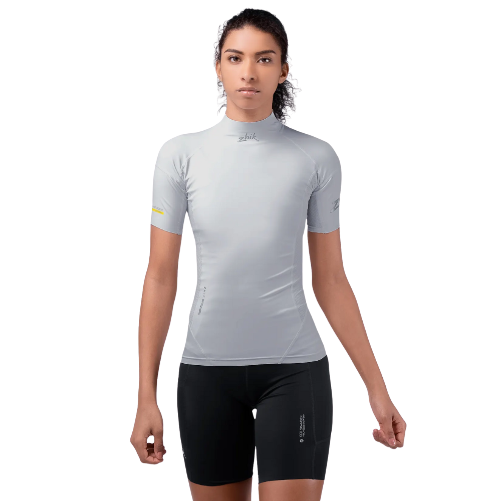 Zhik Rash Guard - Eco Spandex - Short Sleeve Top - Platinum (Women) (DTP-0067-W-PLT-LLL)