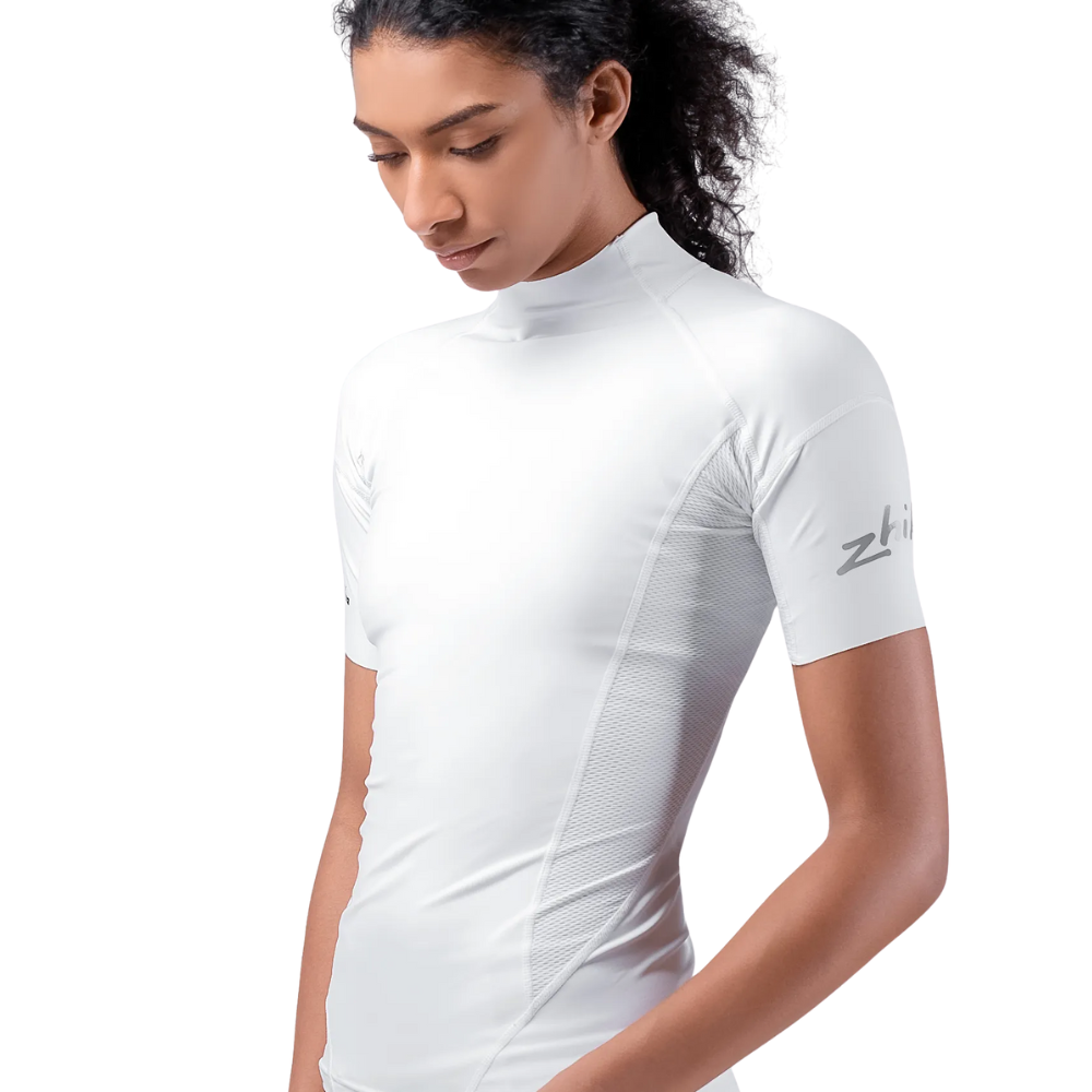 Zhik Rash Guard - Eco Spandex - Short Sleeve Top - White (Women) (DTP-0067-W-WHT-LLL)