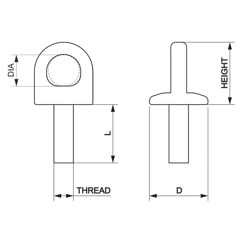 Selden Eye Bolt - M10x112 Assy Stainless Steel - Thread Lenght: 4 13/32 in (112 mm) (508-352-01)