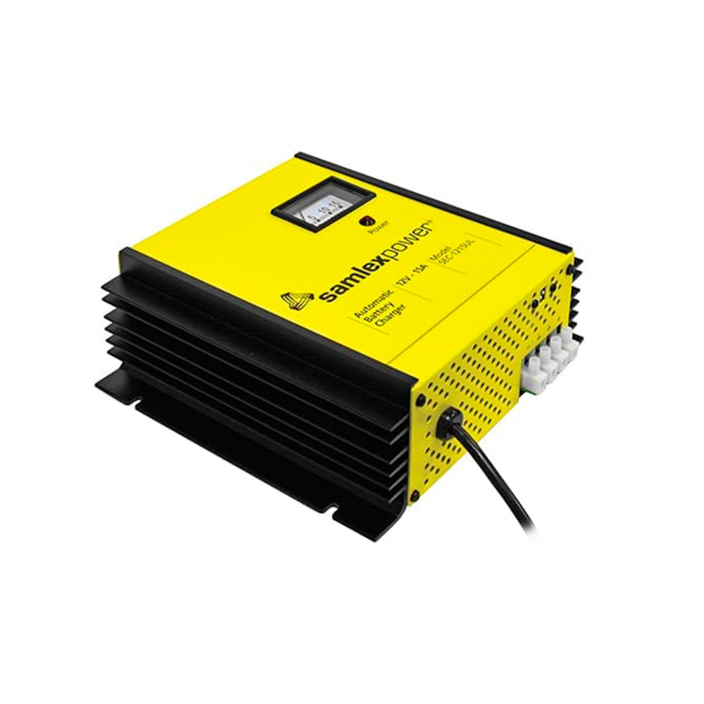 Samlex 15A Battery Charger - 12V - 3-Bank - 3-Stage w/Dip Switch & Lugs