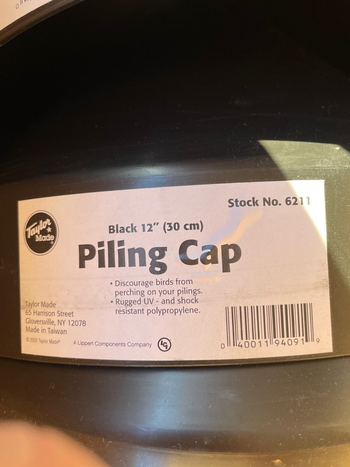 Taylor Made 12" Diameter Piling Cap Black