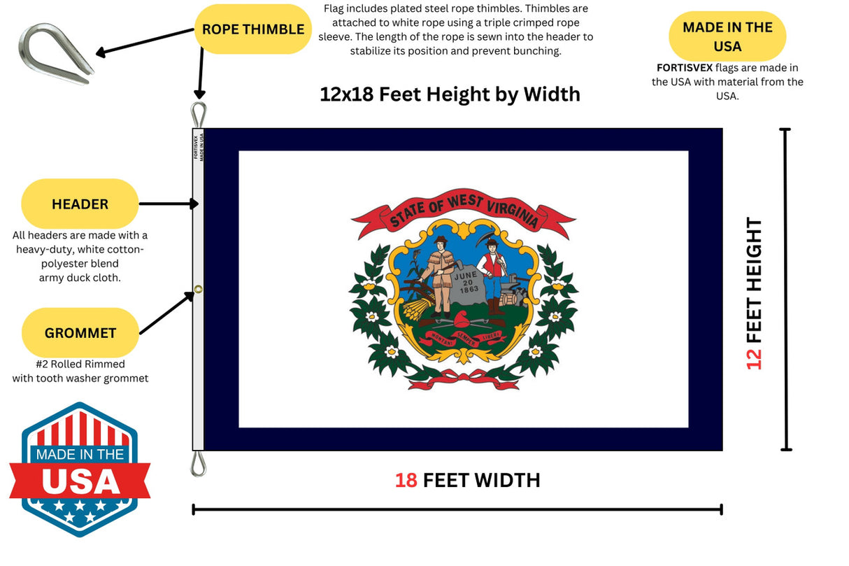 Taylor Made West Virginia Flag 12X18