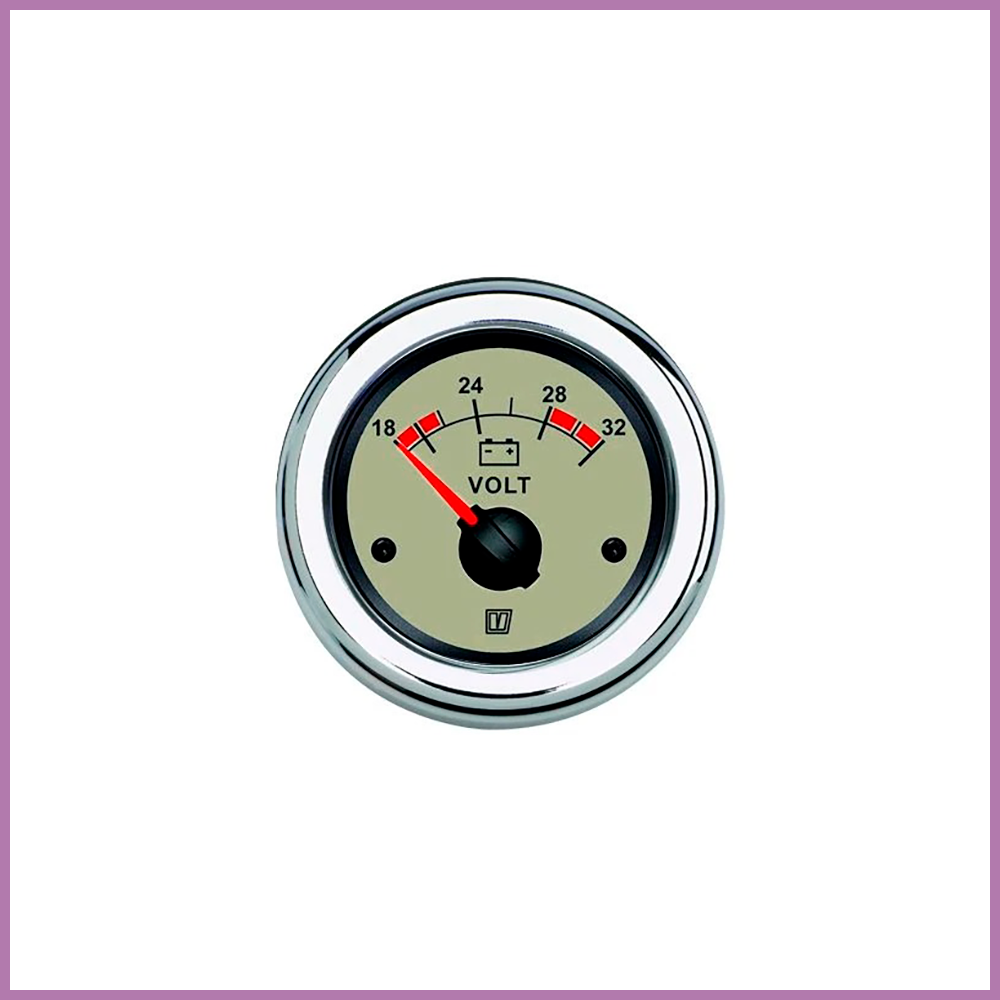 Vetus Voltmeter, cream, 24 V (20-32V), cut-out size Ø 52 mm