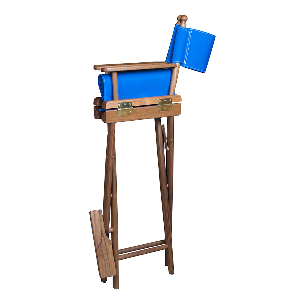 Whitecap Captain's Chair w/Blue Seat Covers - Teak_Additional1