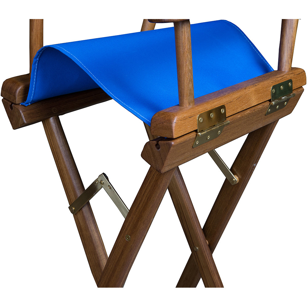 Whitecap Captain's Chair w/Blue Seat Covers - Teak_Additional2