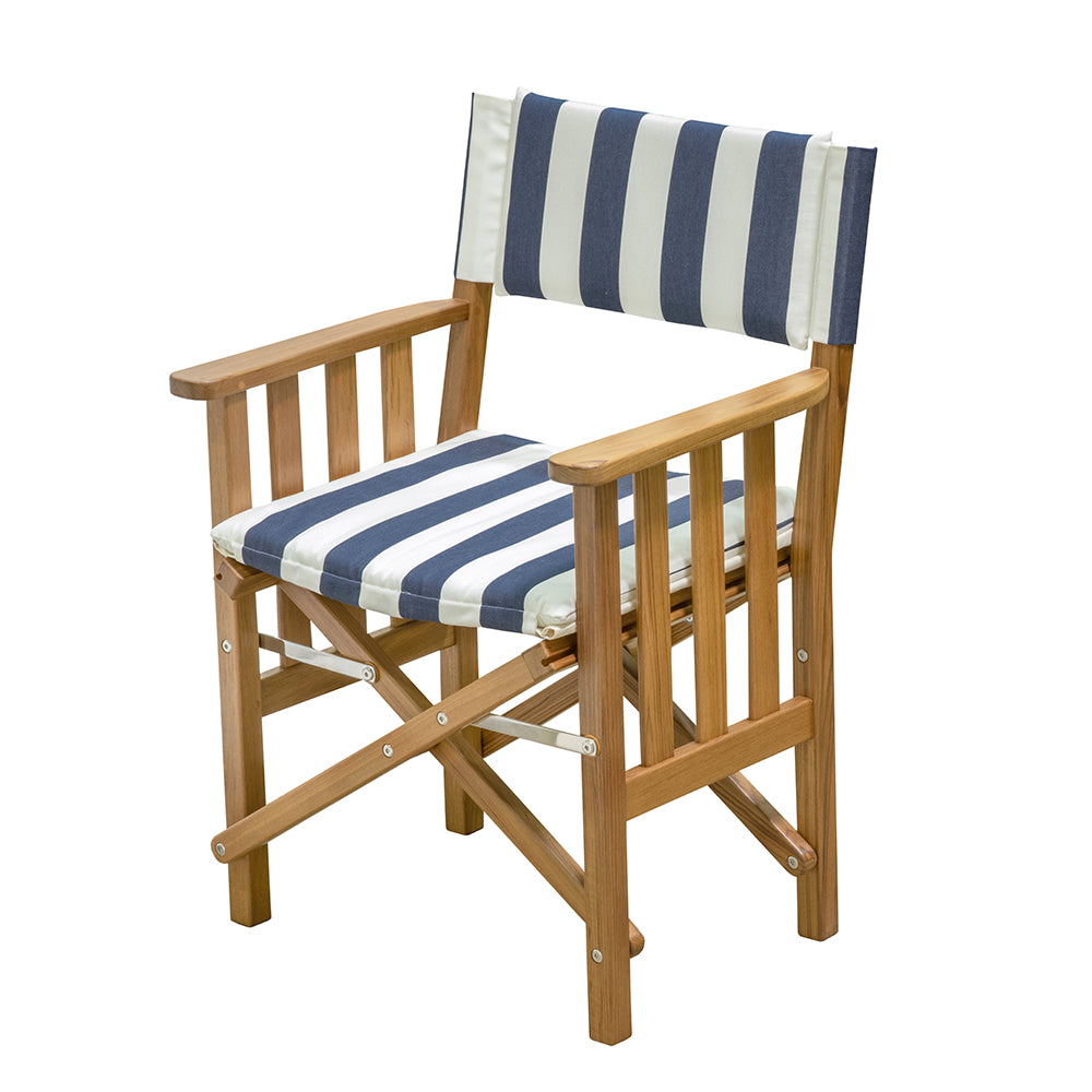 Whitecap Director's Chair II w/Navy & White Cushion - Teak_Additional1