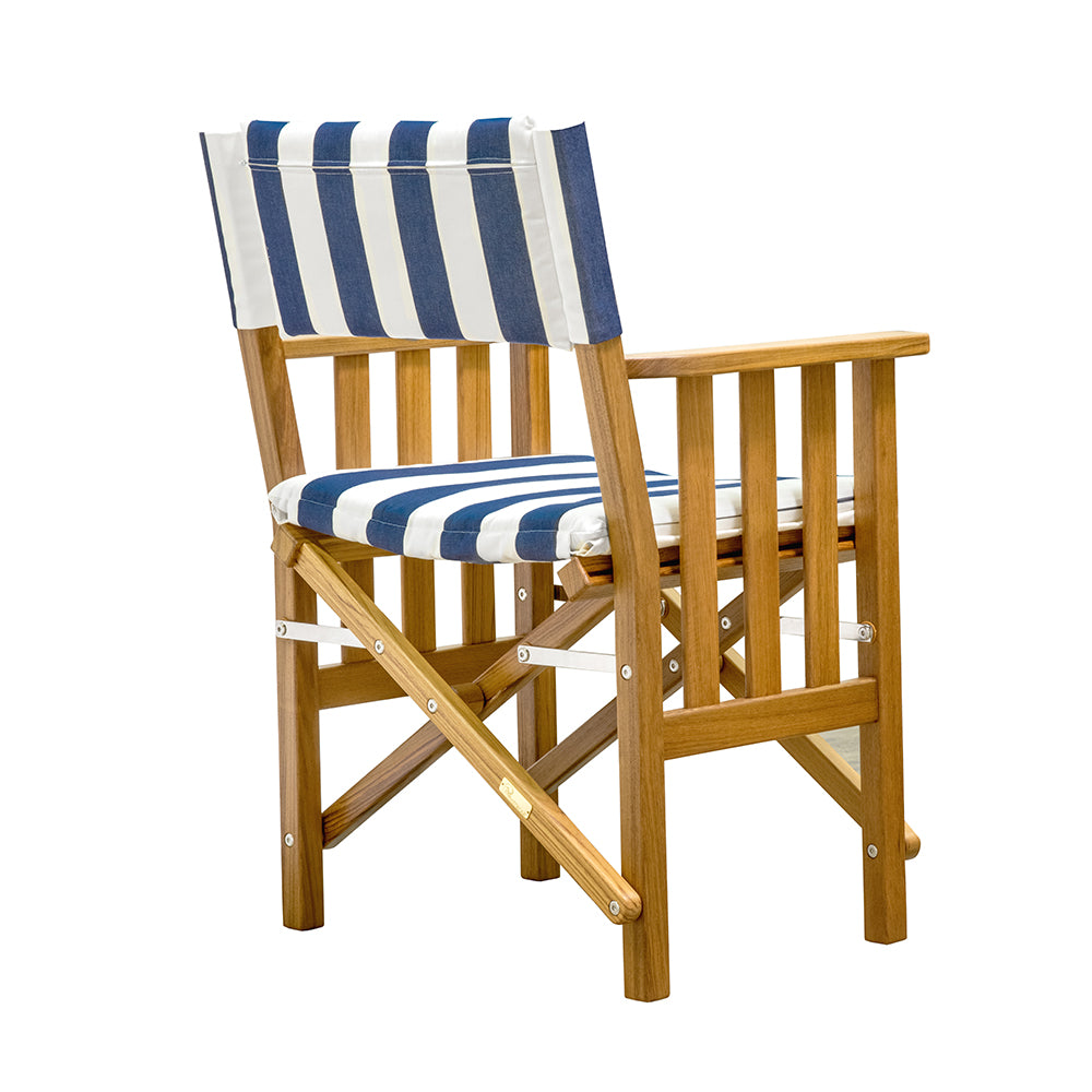 Whitecap Director's Chair II w/Navy & White Cushion - Teak_Additional2