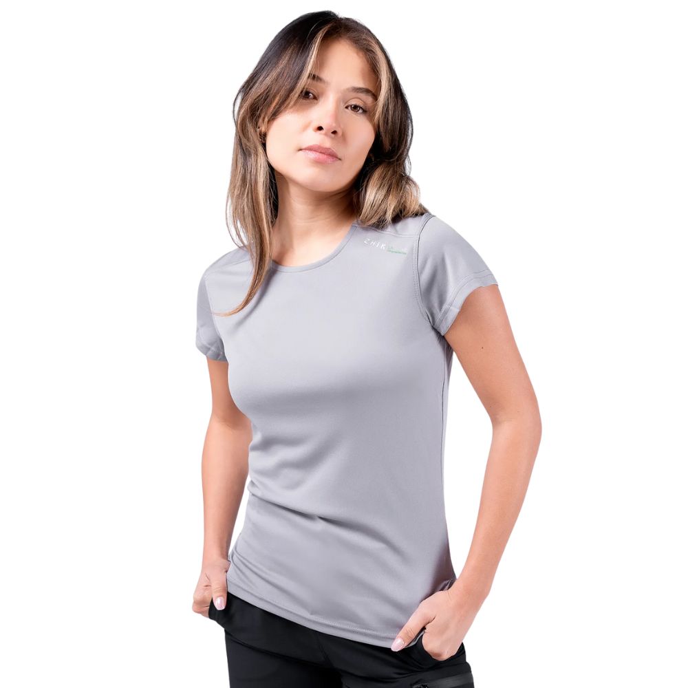 Zhik T-Shirt - UV Active Short Sleeve - Grey (Women) (ATP-0075-W-GRY-LLL)