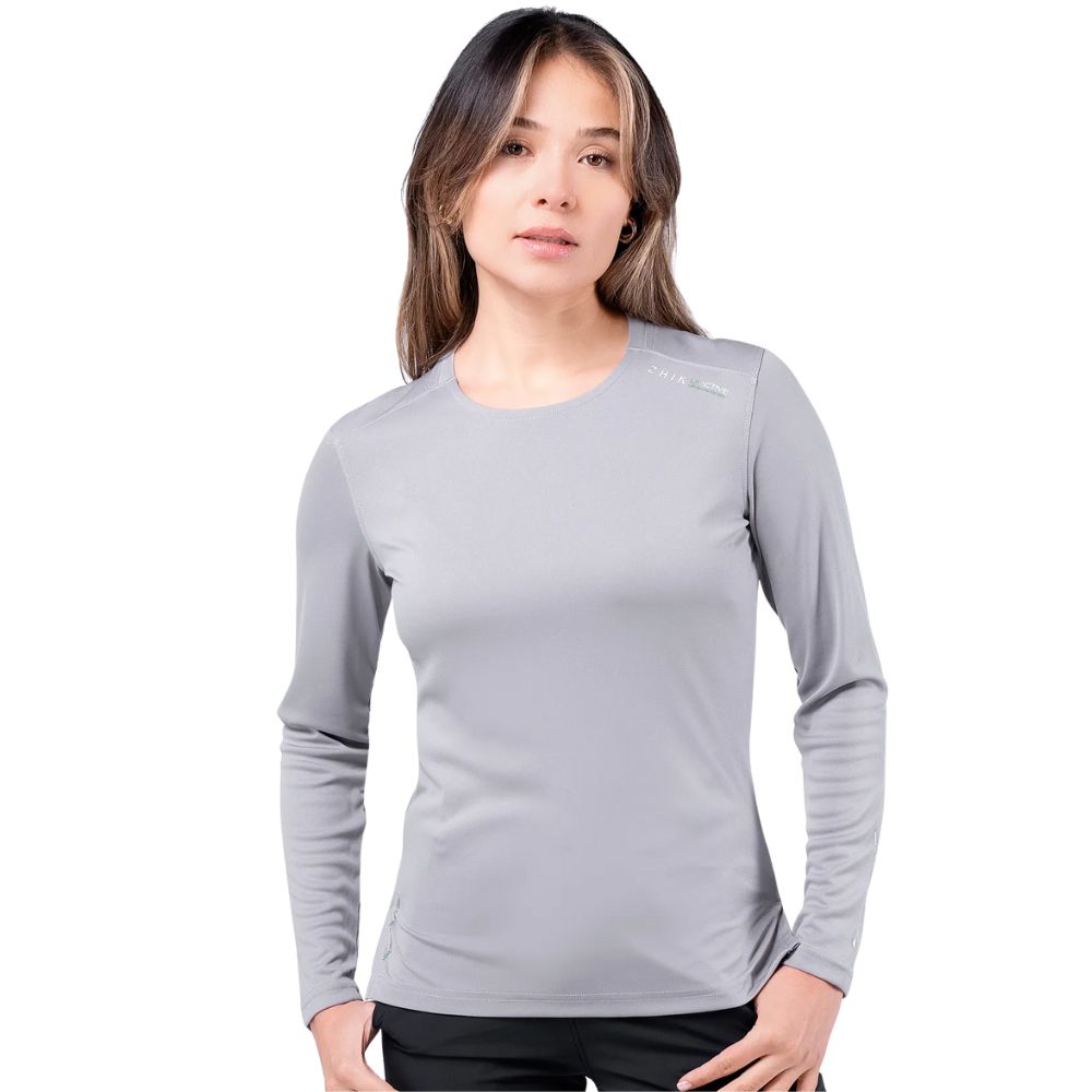 Zhik T-Shirt - UV Active Long Sleeve - Grey (Women) (ATP-0070-W-GRY-LLL)