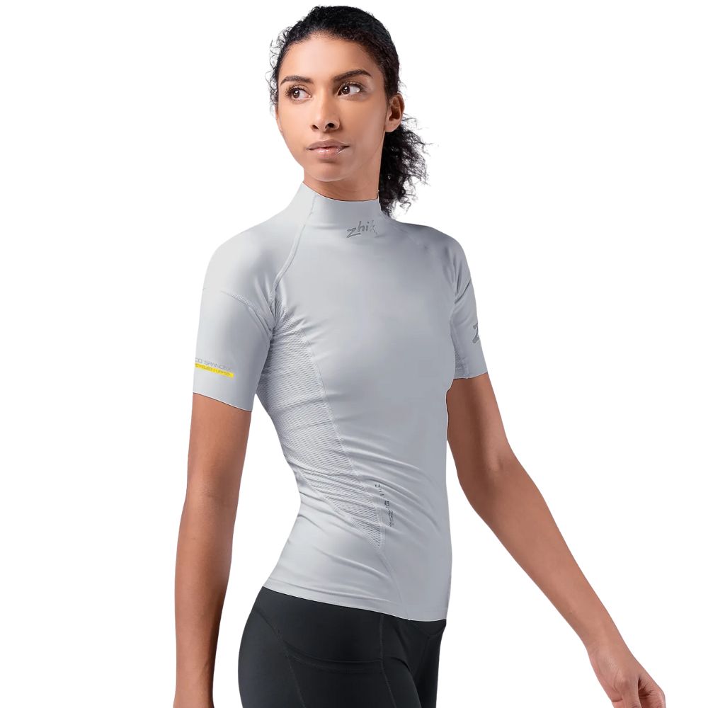 Zhik Rash Guard - Eco Spandex - Short Sleeve Top - Platinum (Women) (DTP-0067-W-PLT-LLL)