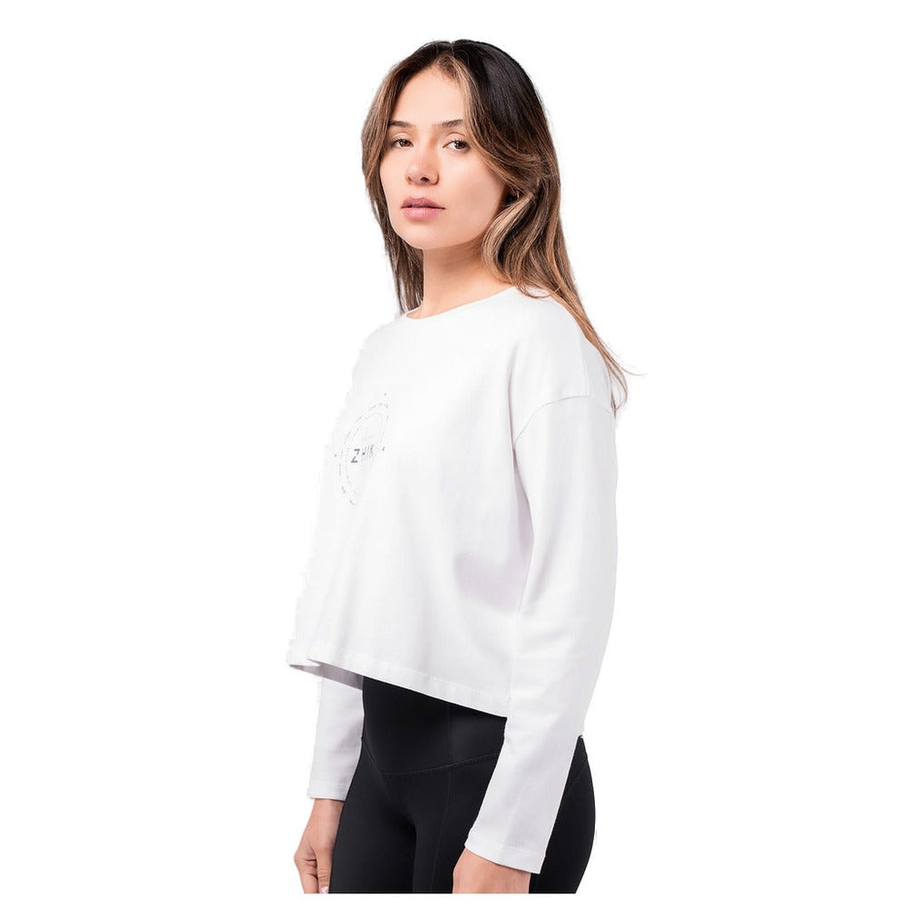 Zhik Compass Print Long Sleeve Cotton Tee - Women (White)