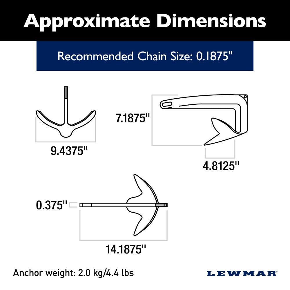 Lewmar Claw Anchor (Galvanised) - 4.4 lb (2 kg)