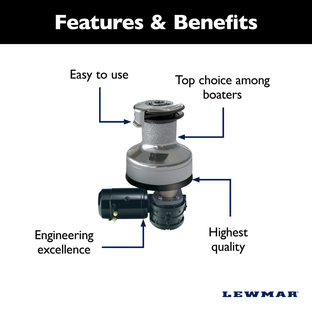 Lewmar Electric Winch EVO Size 45 - 12V / Chrome / Two Speed Winch / Complete Kit