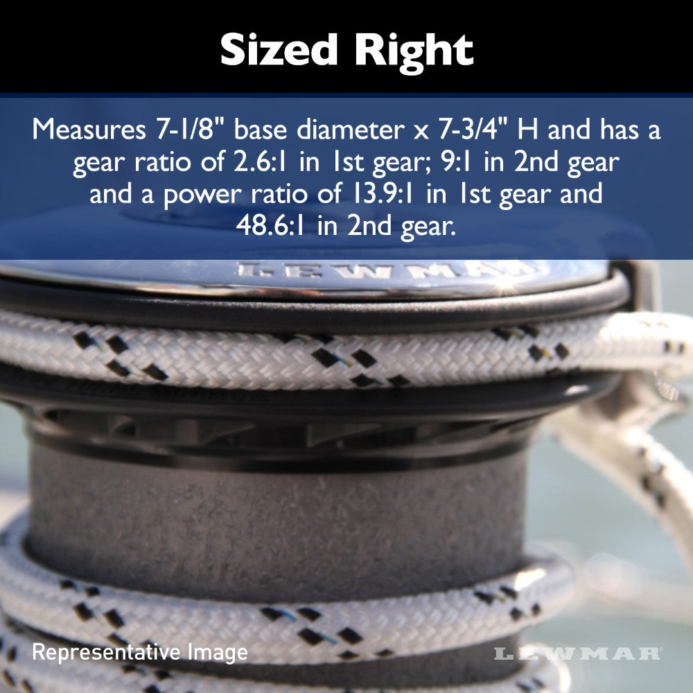 Lewmar Electric Winch EVO Size 50 - 12V / Aluminum Black / Two Speed Winch / Complete Kit