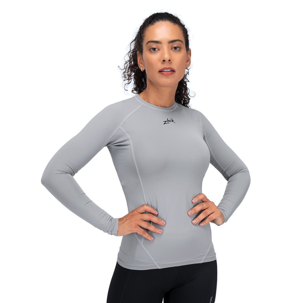 Zhik Womens Eco Spandex LT Long Sleeve Baselayer Top - Platinum