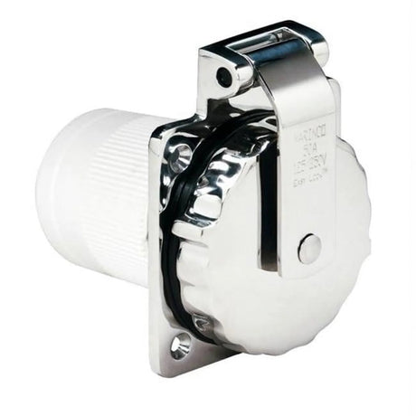 Marinco 6373EL-B stainless steel 50 amp shore power inlet for a sailboat