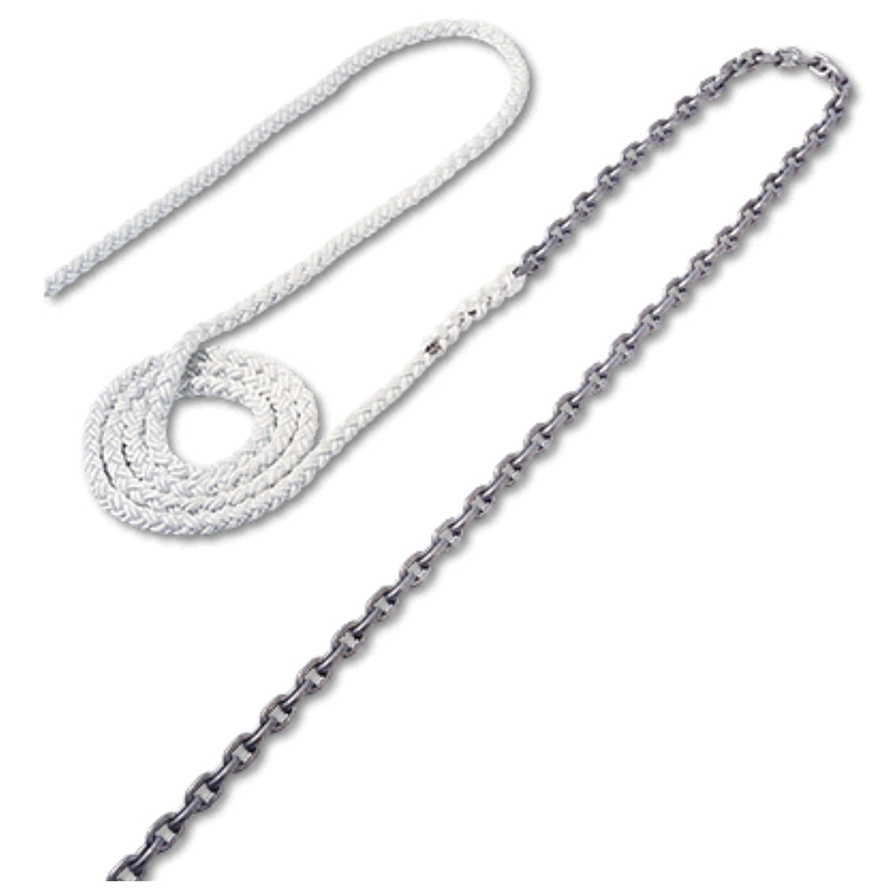 Maxwell anchor rode package with galvanized chain spliced to 8-plait nylon line