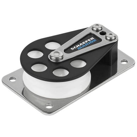 Schaefer Flat Base Aluminum Single Cheek Block with Delrin sheave and stainless base plate