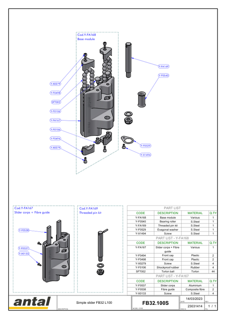 Antal FB32 Full Batten System — Exploded Views & Dimension Drawings