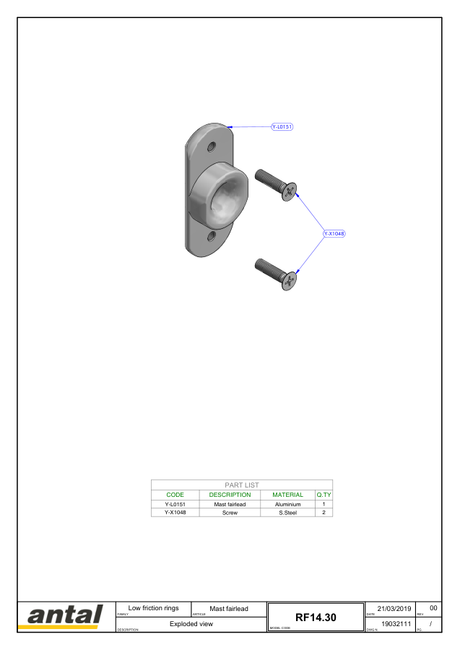 Antal Low Friction & Solid Rings — Exploded Views & Dimension Drawings