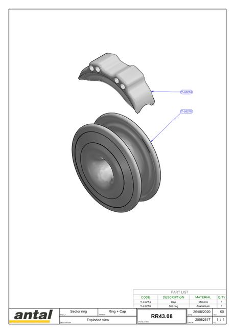 Antal Sector Rings — Exploded Views & Dimension Drawings