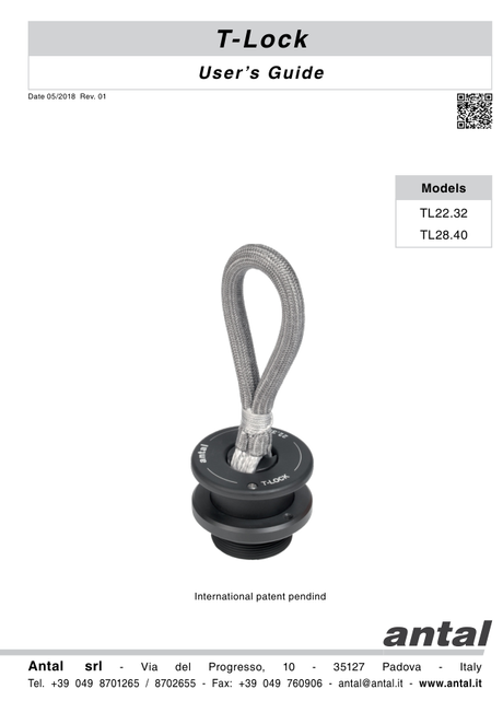Antal T-Lock — User's Guide, Exploded Views & Dimension Drawings