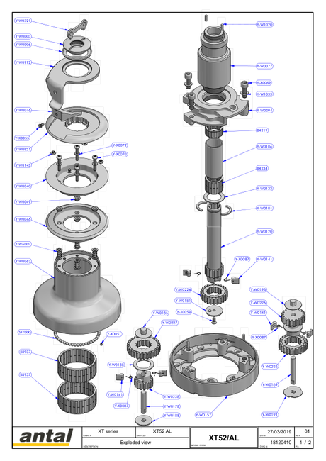 Antal XT52 Winches — Exploded Views & Drill Templates