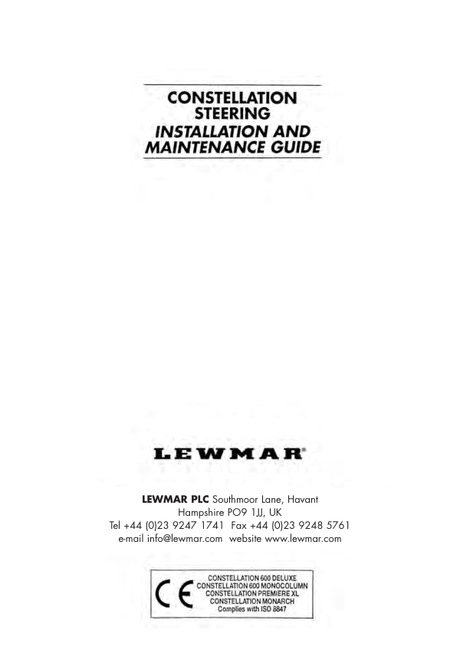 Lewmar Constellation Steering — Installation & Maintenance Guide