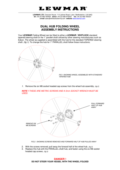 Lewmar Dual Hub Folding Wheel — Assembly Instructions