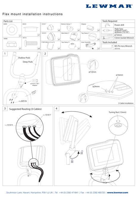 Lewmar Flex Mount (RM1) — Installation Instructions